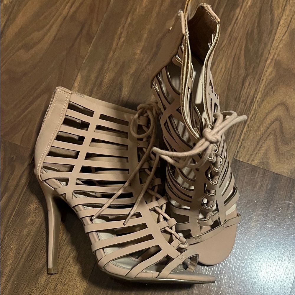 Anne Michelle Nude Strappy Heels